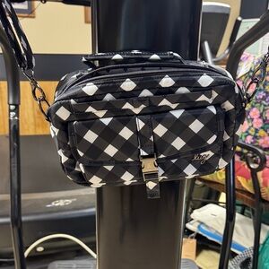 Lug Black and White Checkered Crossbody Bag